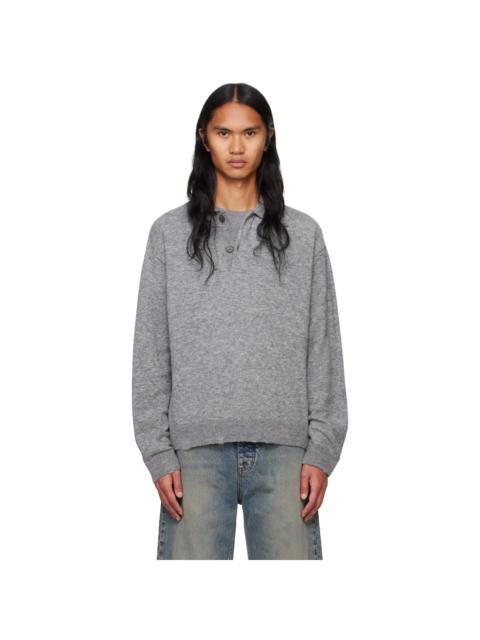 HOPE Gray Preppy Polo Sweater