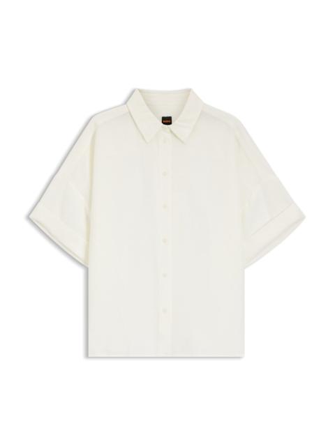 BOSS REGULAR-FIT BLOUSE WITH ROLLED CUFFS