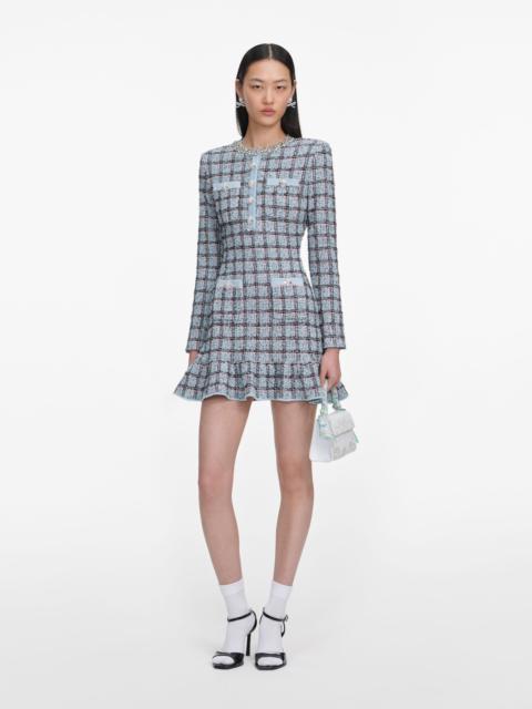 self-portrait Blue Check Knit Mini Dress