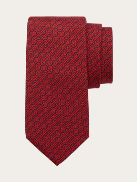 Woven print silk tie