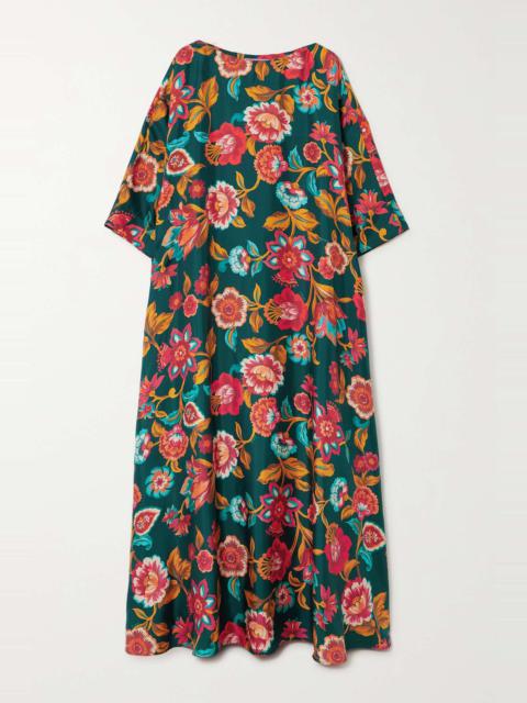 Muumuu floral-print silk-twill maxi dress