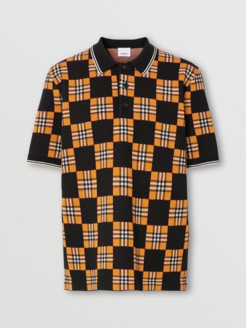 Burberry Chequer Technical Wool Jacquard Polo Shirt