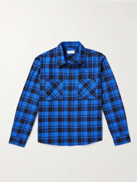Off-White Logo-Embroidered Checked Cotton-Flannel Shirt