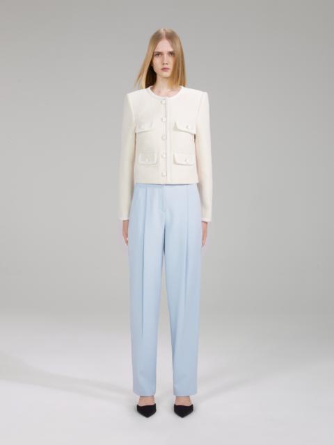 self-portrait White Textured Weave Crop Jacket