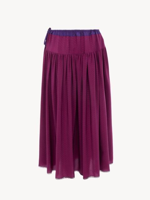 Chloé GATHERED LONG SKIRT IN SILK JACQUARD & LACE