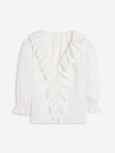 BODEN Eliza Ruffle V-Neck Blouse-White