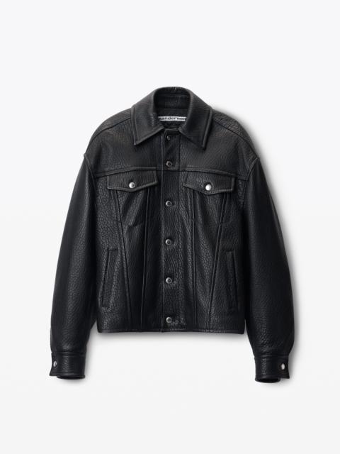 lambskin leather trucker jacket