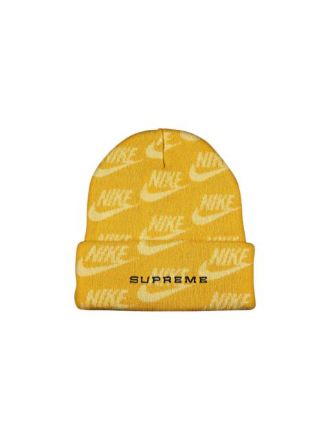 Supreme x Nike Jacquard Logos Beanie 'Pale Yellow'
