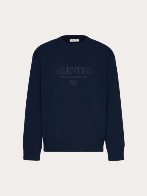 CREWNECK WOOL SWEATER WITH VALENTINO EMBROIDERY