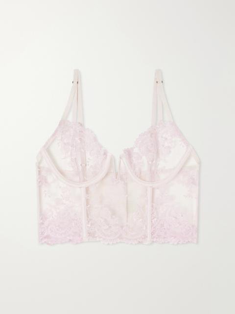 KIKI DE MONTPARNASSE Juliette Longline Lace-trimmed Mesh Underwired Bra
