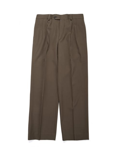AURALEE Light Wool Max Gabardine Two-Tuck Slacks Dark Olive Brown