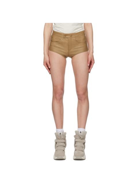 Tan Leslie Leather Shorts