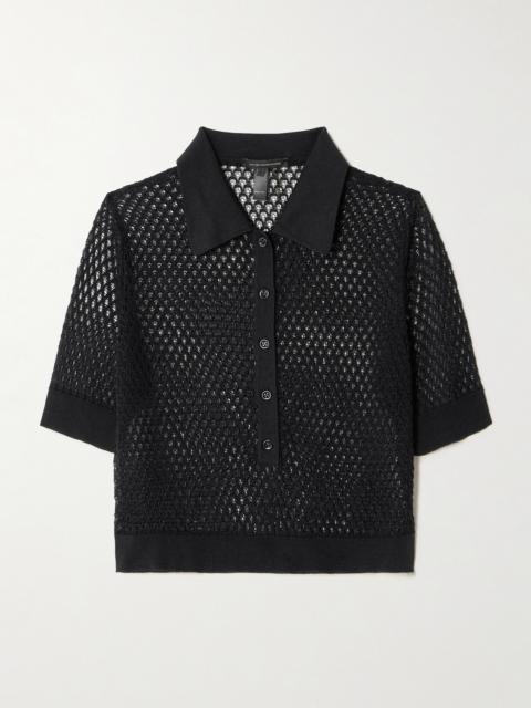 KIKI DE MONTPARNASSE Cropped Open-knit Silk Polo Shirt