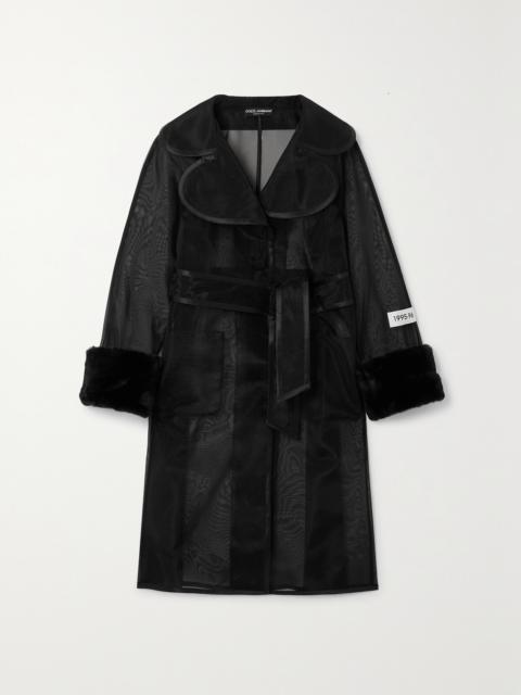 Dolce & Gabbana Kim Faux Fur-trimmed Organza Trench Coat