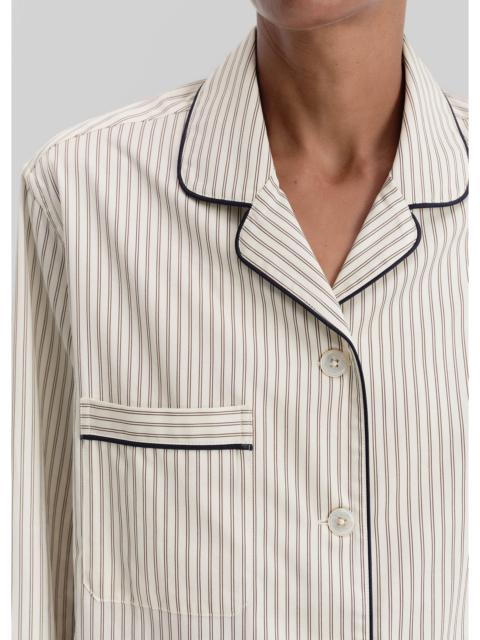 TEKLA Tekla Sateen Pyjama Shirt - Brown Pinstripe