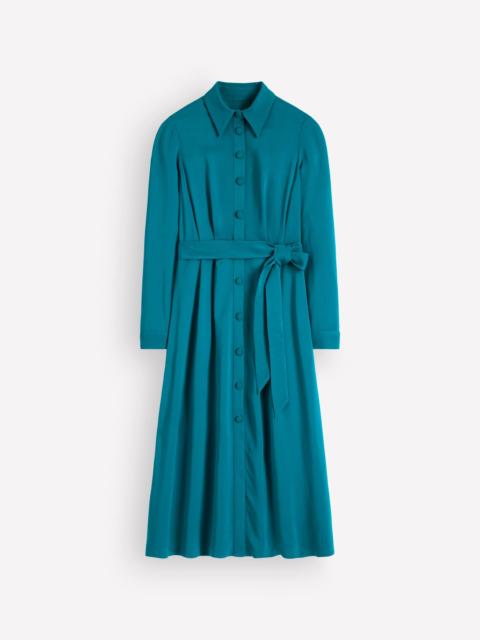 BODEN Kate Pleated Shirt Dress-Deep Sea Green
