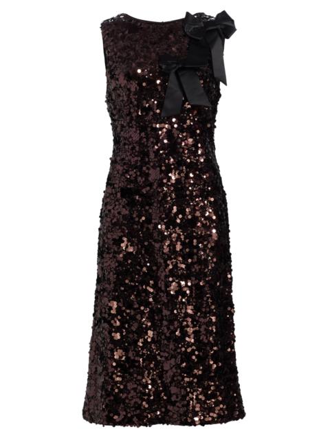GANNI Women's Bow-Appliqué Sequin Sheath Midi-Dress - Demitasse