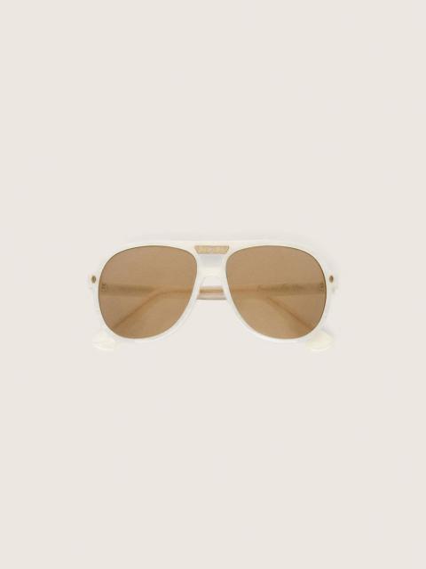 Golden Goose Charlie aviator sunglasses with pearl white frame and gold lenses