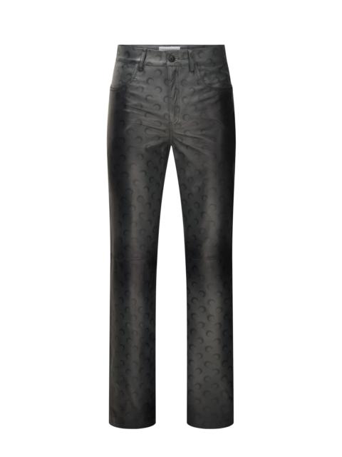 Marine Serre Moon Airbrushed Leather Wide Leg Pants