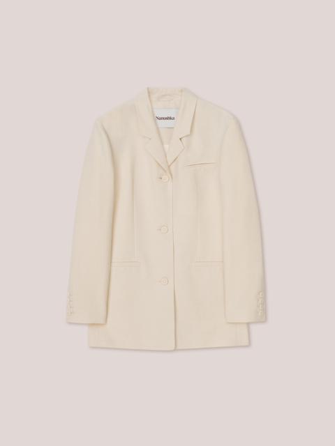 MERSEY - Boxy fit blazer - Slub shirting creme