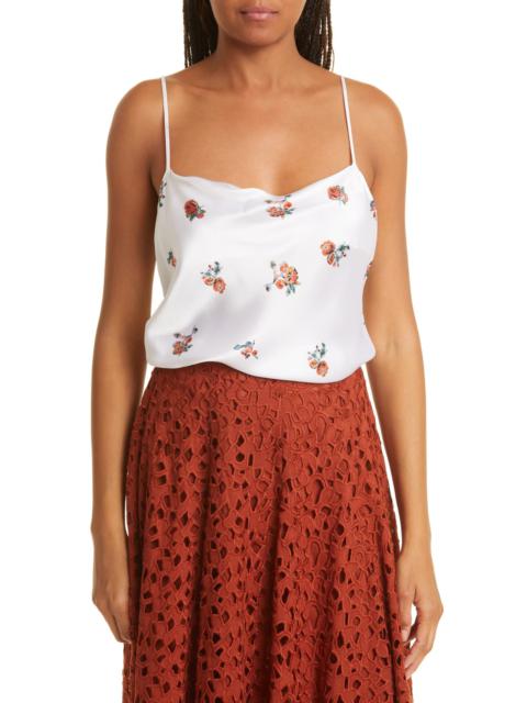 Vince Floral Silk Camisole in Optic White at Nordstrom