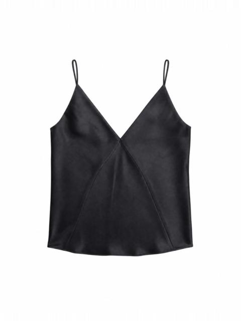 The Kooples BLACK SATIN SPAGHETTI-STRAP TOP