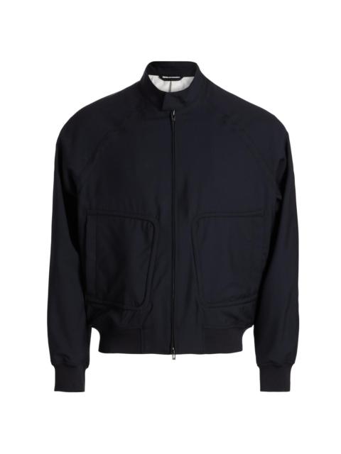 EMPORIO ARMANI Men's Oversized Pocket Wool Bomber Jacket - Iconic Blue Navy