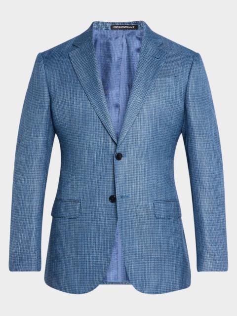EMPORIO ARMANI Men's Bamboo Textured Grid Sport Coat