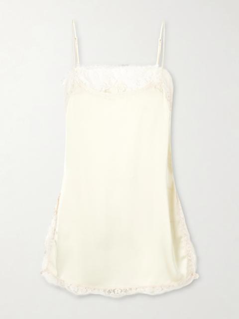 FAITHFULL Adnina Lace-trimmed Recycled-satin Top