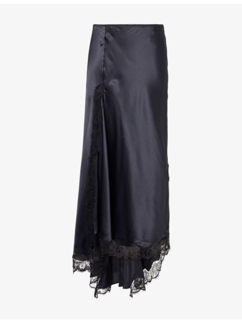 Isabel Marant Alexandra Lace-Trim Silk Maxi Skirt