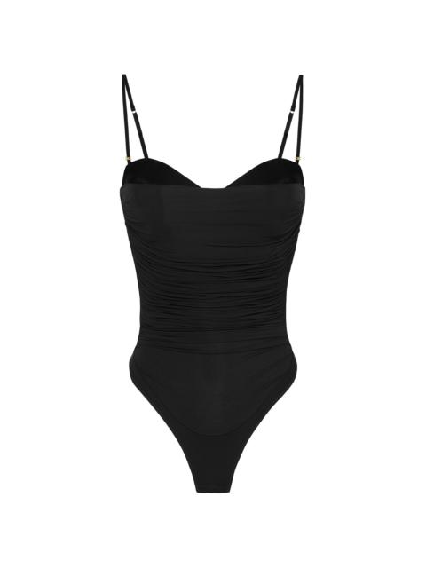 ELISABETTA FRANCHI Women's Draped Jersey Bodysuit - Nero