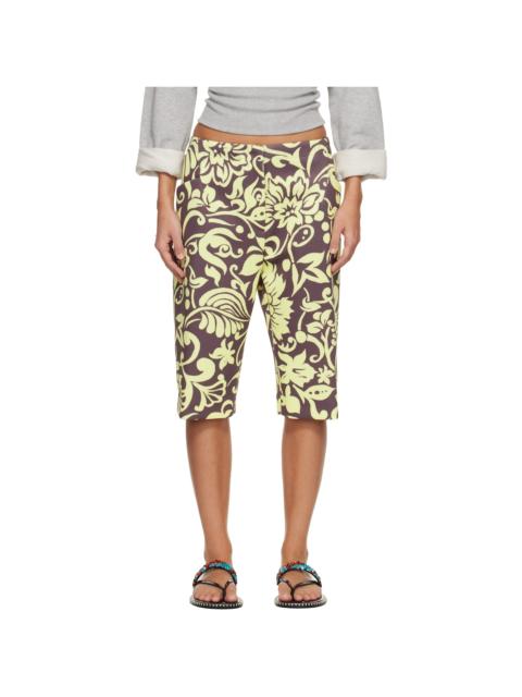 Dries Van Noten Brown & Yellow Patterned Shorts