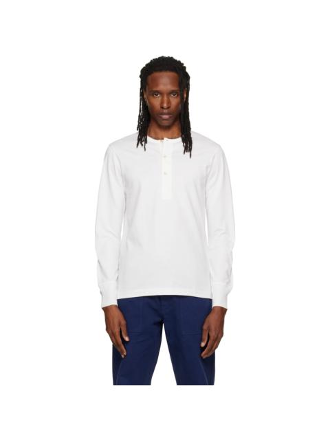 Merz b. Schwanen White 2M06 'Mid-Century Machine' Refined Fit Henley
