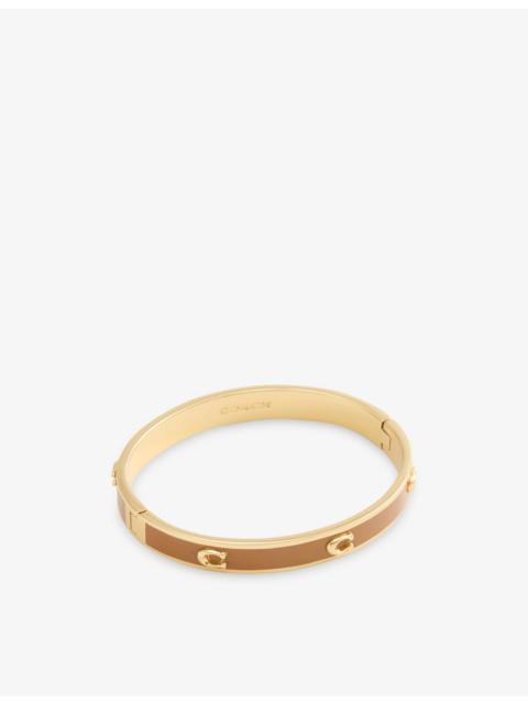 COACH Signature C Enamel Hinged Gold-Plated Brass Bangle