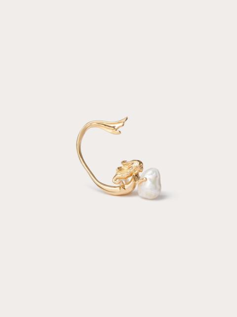 Valentino METAMORPHOS SIREN METAL AND PEARL SINGLE EARCUFF