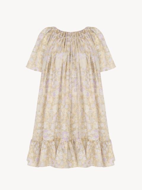 Chloé SHORT PLEATED DRESS IN SILK CHARMEUSE