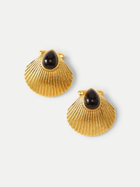 VERONICA BEARD SHELL GOLD EARRINGS