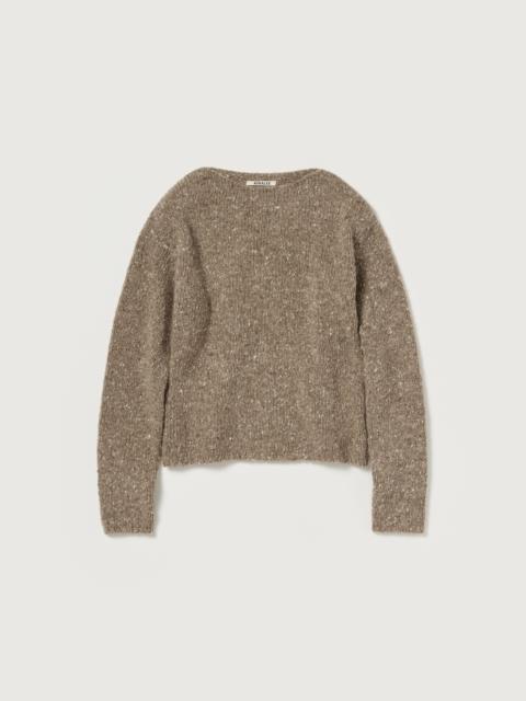 AURALEE LOW-GAUGE HOMESPUN TWEED KNIT BOAT-NECK P/O