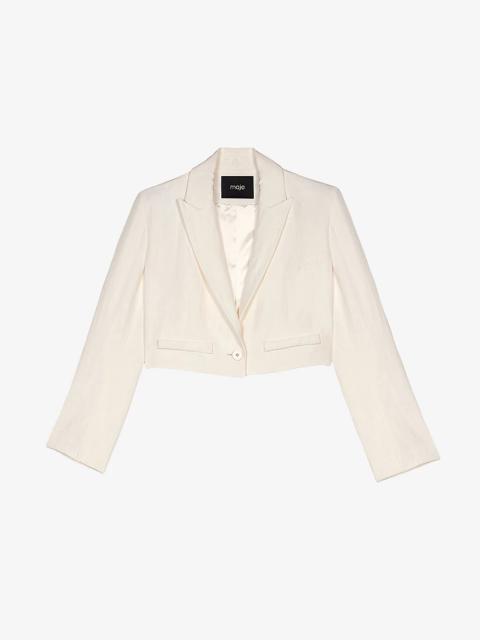maje Peak-Lapel Cropped Woven Jacket