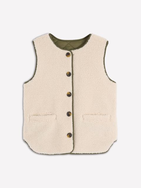 BODEN Clerkenwell Reversible Gilet-Woodland Green, Natural Borg