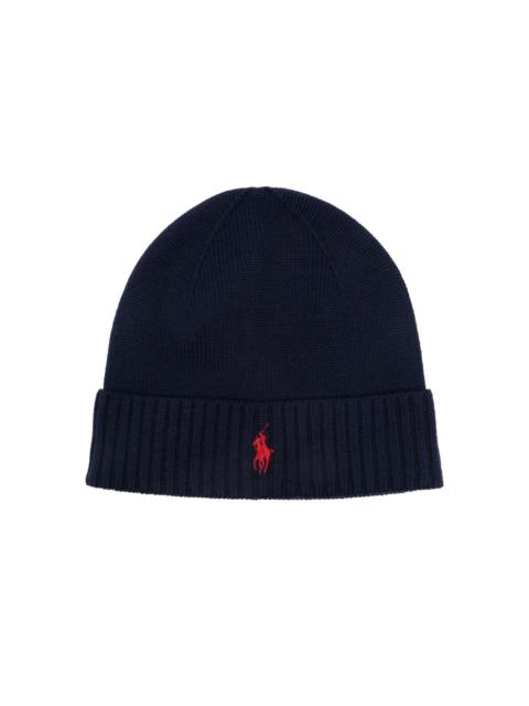 Polo Ralph Lauren logo-embroidered ribbed wool beanie