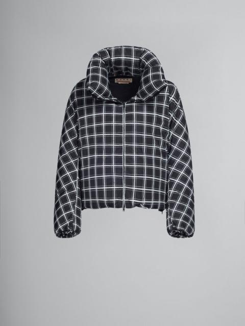 BLACK CHECKED OVERSIZED DOWN JACKET