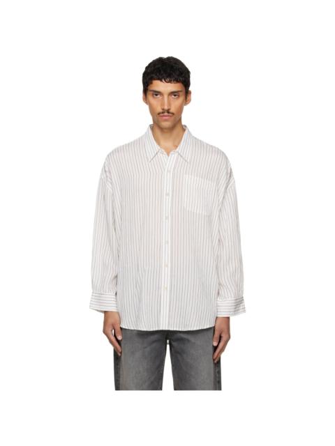 R13 White & Brown Drop Neck Shirt