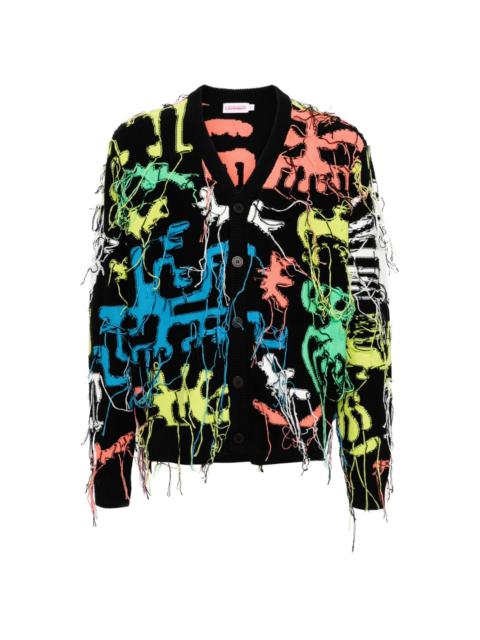 CHARLES JEFFREY LOVERBOY fringed cotton cardigan