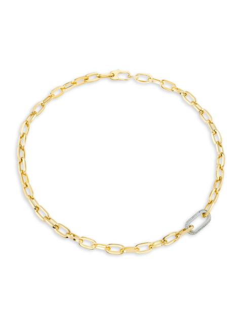 ROBERTO COIN Women's Two-Tone 18K Gold & 0.78 TCW Diamond Paper Clip Chain Necklace - Gold