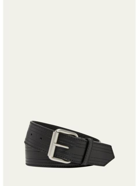 Dries Van Noten Men's Roller-Buckle Leather Belt