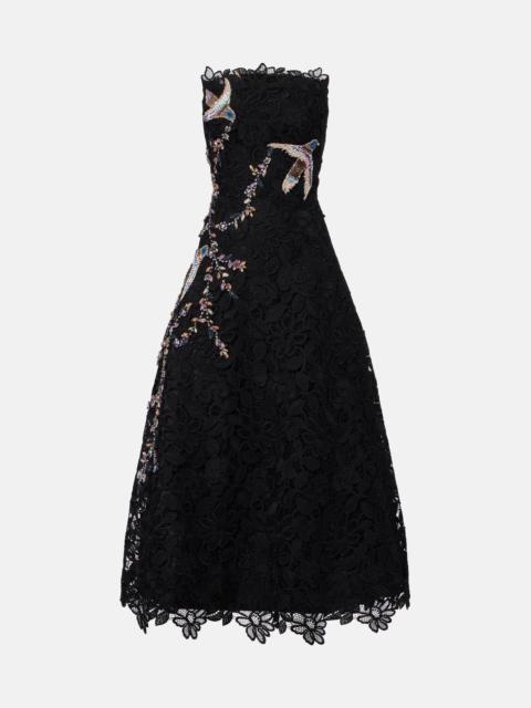 COSTARELLOS Embroidered lace midi dress