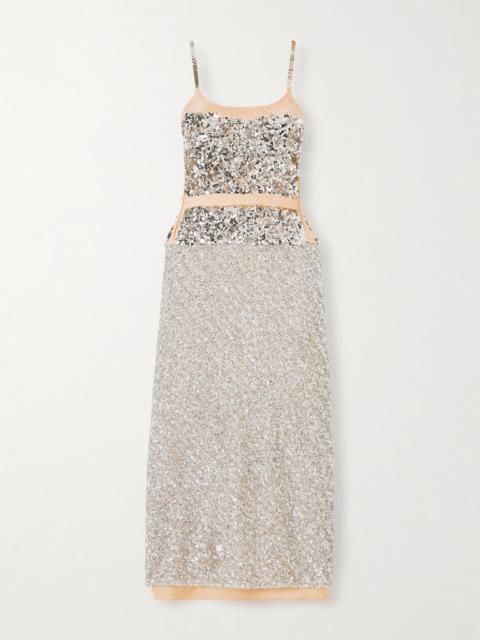 rabanne Sequined Chiffon Maxi Dress