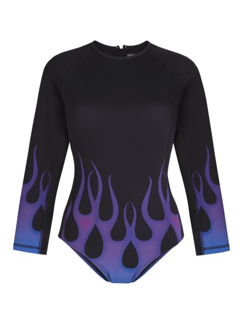 Vilebrequin Women Rashguard Long-Sleeves One-piece Swimsuit Hot Rod 360° - Vilebrequin x Sylvie Fleury