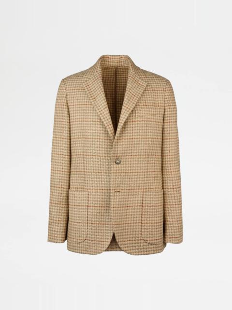Tod's BLAZER IN SILK BLEND LINEN - BEIGE